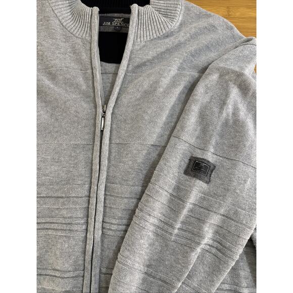Jim Spencer Men’s L Gray Full Zip Cotton Cardigan Sweater - Picture 5 of 7